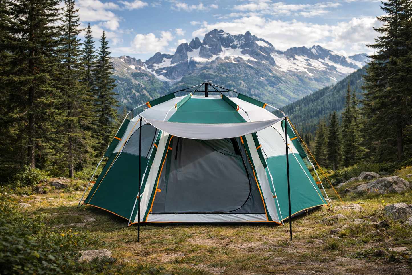 Campelia – Tente hexagonale 3 à 4 personnes 280 × 240 × 158 cm avec sac de transport